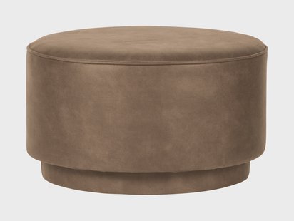 vtwonen Ronde Poef 'Coffee' Eco-leer 60cm, kleur Cognac