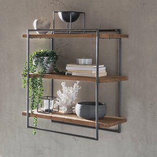 Artistiq Wandrek 'Terence' Teakhout en metaal, 60 x 60cm