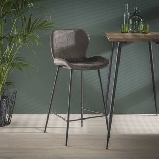 Barstoel 'Gael' Velvet, kleur Antraciet (zithoogte 67cm)