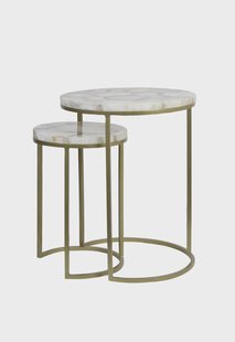 Light & Living Bijzettafel 'Axat' Set van 2 stuks, agaat antiek brons