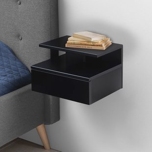 Bendt Zwevend nachtkastje 'Cecilie' met lade, kleur zwart