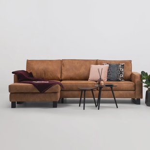 Sohome Loungebank 'Mathew' Links, Microleder, kleur cognac