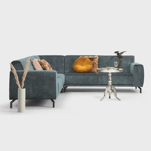 Sohome Hoekbank 'Jill' Velvet, kleur petrol