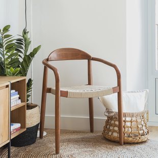 Kave Home Tuin / Eetkamerstoel 'Nina' kleur Beige walnoot