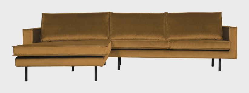 WOOOD Loungebank 'Rodeo' Links, Velvet, kleur Oker