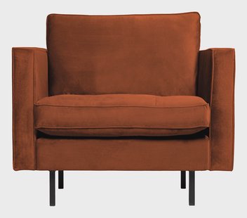 WOOOD Fauteuil 'Rodeo' Velvet, kleur Roestbruin