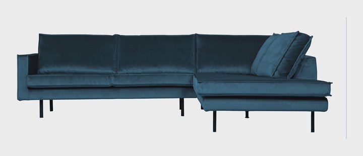 WOOOD Hoekbank 'Rodeo' Rechts, Velvet , kleur Blauw