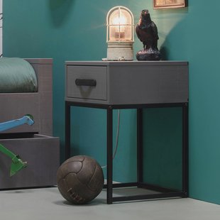 WOOOD Nachtkastje 'Morris' met 1 lade, kleur Leem