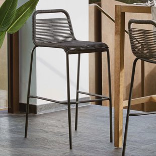 Kave Home Outdoor Barkruk 'Lambton' kleur Zwart (zithoogte 74cm)