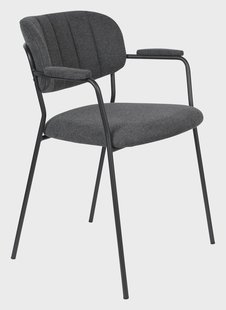 ZILT Eetkamerstoel 'Kolten' met armleuning, kleur Zwart/Donkergrijs