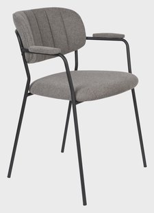 ZILT Eetkamerstoel 'Kolten' met armleuning, kleur Zwart/Lichtgrijs