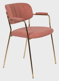 ZILT Eetkamerstoel 'Kolten' met armleuning, kleur Goud/Roze