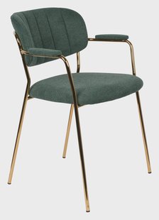 ZILT Eetkamerstoel 'Kolten' met armleuning, kleur Goud/Donkergroen