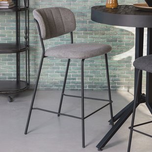 ZILT Barstoel 'Kolten' kleur Zwart/Lichtgrijs (zithoogte 65cm)