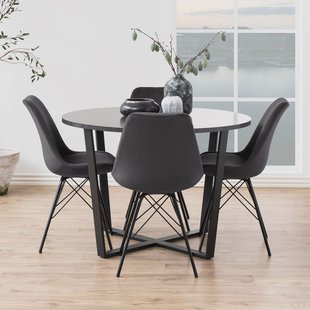 Bendt Ronde Eettafel 'Per' Ø110cm Marmerlook, kleur Zwart