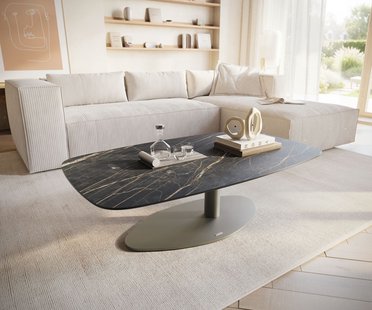 DELIFE Salontafel Edge Boot 120x70 cm keramiek Laminam® Noir Desir bruin Vibany Metall effectafwerking titaan