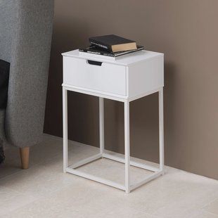 Bendt Nachtkastje 'Nathan' met 1 lade, kleur Wit