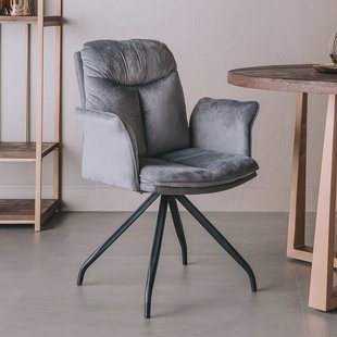 Tower Living Eetkamerstoel Rota, Draaibaar, met armleuning, kleur Grijs