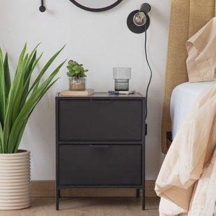 Kave Home Nachtkastje 'Shantay' Zwart metaal, 50 x 40cm