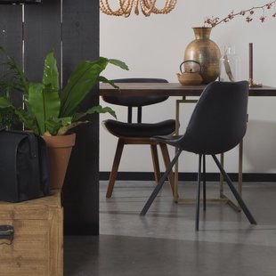 Dutchbone Eetkamerstoel 'Franky' PU, kleur Zwart