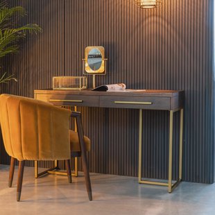 Dutchbone Sidetable 'Class' Antique Brass, 120cm, kleur Bruin