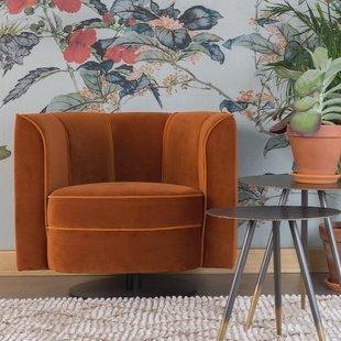 Dutchbone Draaibare Fauteuil 'Flower', kleur Oranje