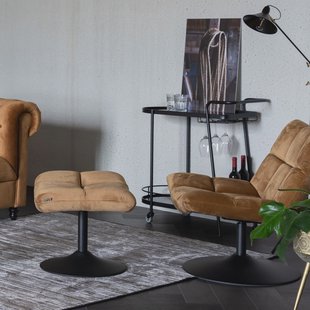 Dutchbone Hocker 'Bar' Velvet, kleur Goud