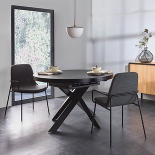 Kave Home Uitschuifbare Ronde Eettafel 'Vashti' 120-160 x 120cm, kleur zwart