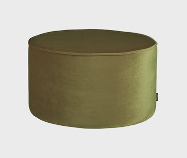 WOOOD Poef 'Sara' Laag, Velvet, kleur Army