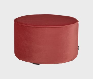 WOOOD Poef 'Sara' Laag, Velvet, kleur Raspberry