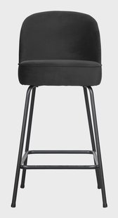 WOOOD Barkruk 'Vogue' (zithoogte 65cm) Velvet, kleur Zwart