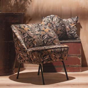 WOOOD Fauteuil 'Vogue' Velvet, kleur Bouquet Zwart