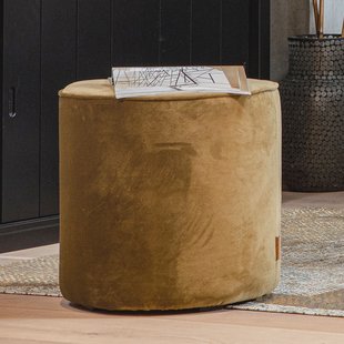 WOOOD Poef 'Sara' Hoog, Velvet, kleur Army