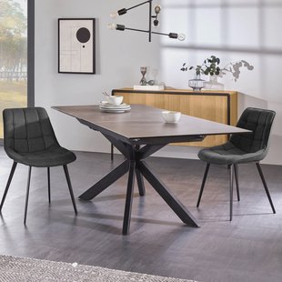 Kave Home Uitschuifbare Eettafel 'Atminda' Keramiek, 160-210 x 90cm, kleur zwart