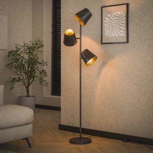 Vloerlamp 'Jo' 3-lamps, Ø18cm, kleur Charcoal