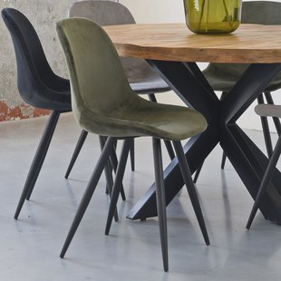 LABEL51 Eetkamerstoel 'Capri', Fluweel, kleur Groen