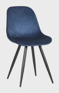 LABEL51 Eetkamerstoel 'Capri', Fluweel, kleur Blauw