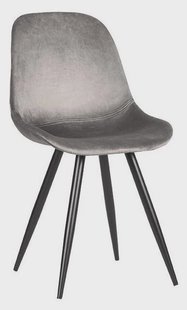 LABEL51 Eetkamerstoel 'Capri', Fluweel, kleur Grijs