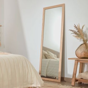 Kave Home Spiegel 'Yvaine' Brede Rand, 180 x 80cm, kleur Naturel