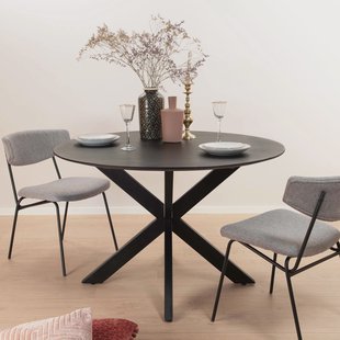 Ronde Eettafel 'Oslo' Black, Mangohout en staal, 130cm