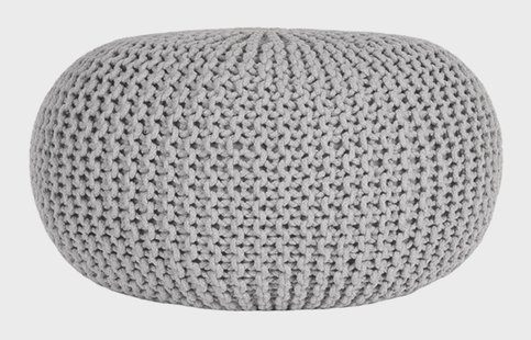 LABEL51 Poef Knitted', 70 x 35cm, kleur Lichtgrijs