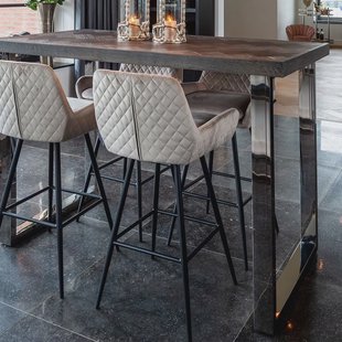 Richmond Draaibare Barstoel 'Linsey' Velvet, kleur Khaki ( Zithoogte 75cm)