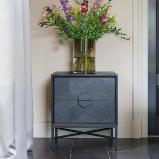 Richmond Nachtkastje 'Blax' Eikenhout en staal, kleur zwart