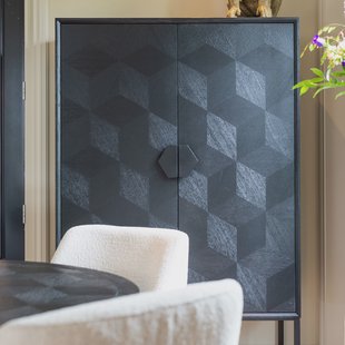 Richmond Opbergkast 'Blax' 110 x 175cm, Eikenhout en staal, kleur zwart