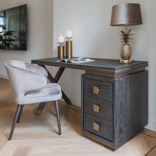 Richmond Bureau 'Hunter' Eiken, kleur Zwart, 150cm