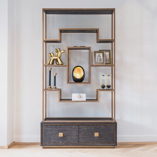 Richmond Wandkast 'Hunter' Eiken, kleur Zwart / Goud