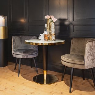 Richmond Ronde Bistrotafel 'Osteria' Faux Marmer en Staal, Ø80cm