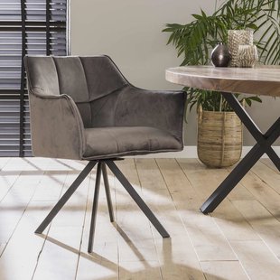 Eetkamerstoel 'Thandie', Velvet, Draaibaar, kleur Antraciet