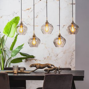 Light & Living Hanglamp 'Rakel' 5-Lamps, kleur Antiek Brons / Smoke
