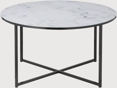 Artistiq Salontafel 'Roel', 80cm, Marmerlook, kleur Wit/Zwart